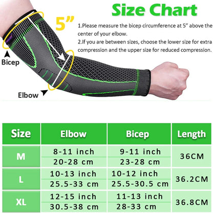 Firm Compression Sleeve Full Length Black+Green (1 Pc)