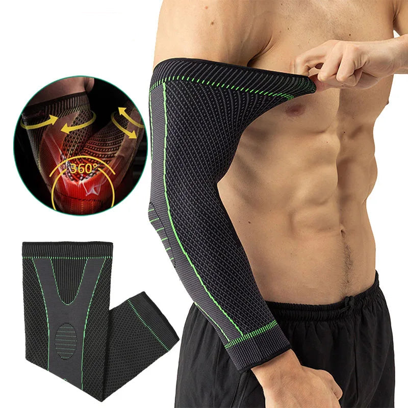 Firm Compression Sleeve Full Length Black+Green (1 Pc)